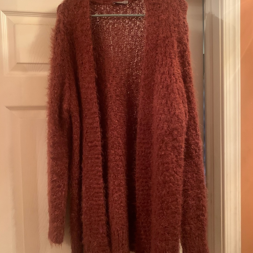 Eyelash open front cardigan